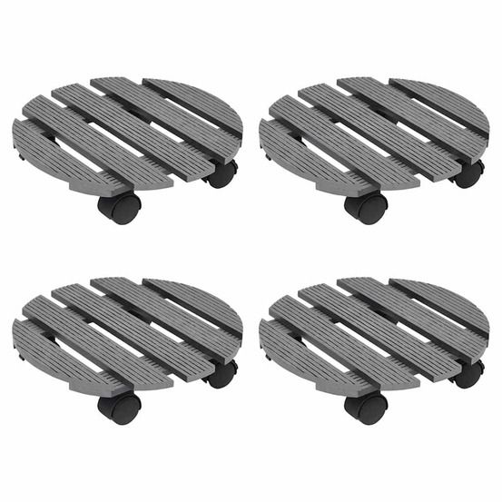 Chariots à plantes 4 pcs gris ø30x7,5 cm wpc
