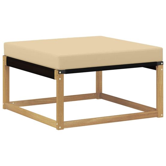 Pouf d'extérieur bois d'acacia massif blanc