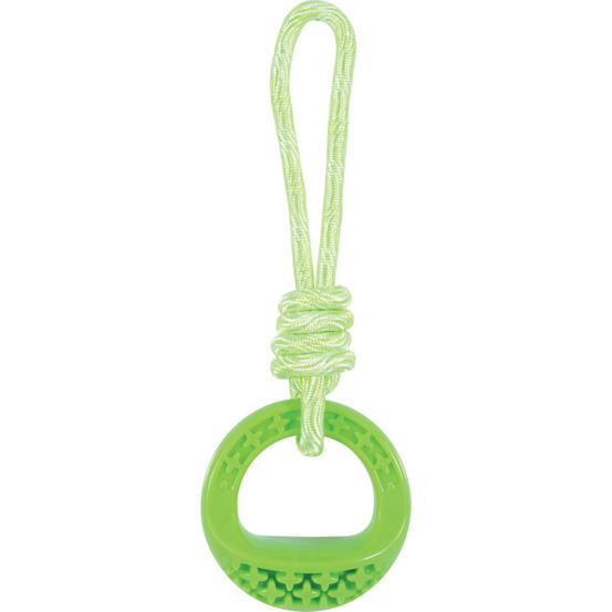 Anneau rond en tpr et corde 25 cm, vert, samba jeux pour chien