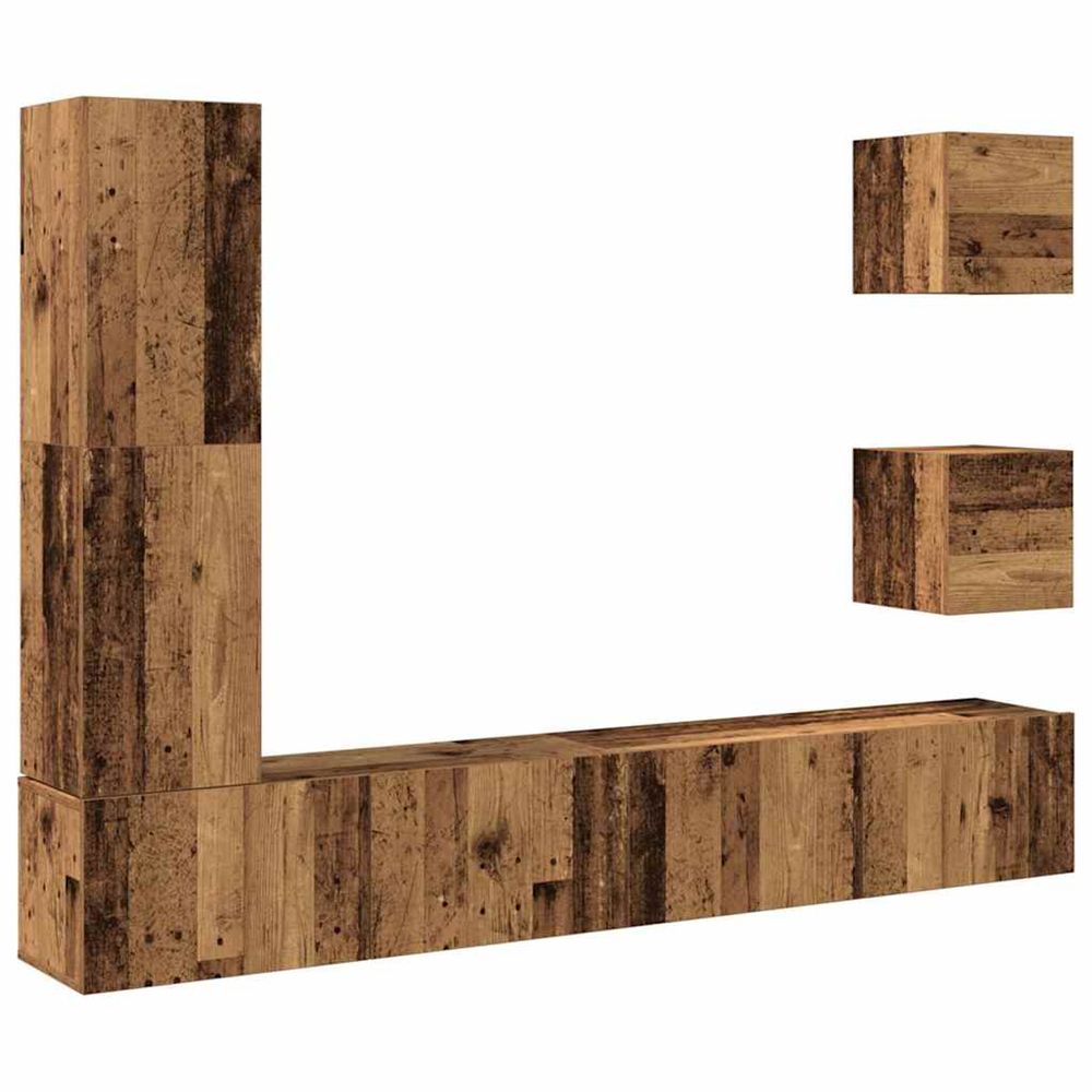Ensemble de meuble tv mural 5 pcs vieux bois bois d'ingénierie