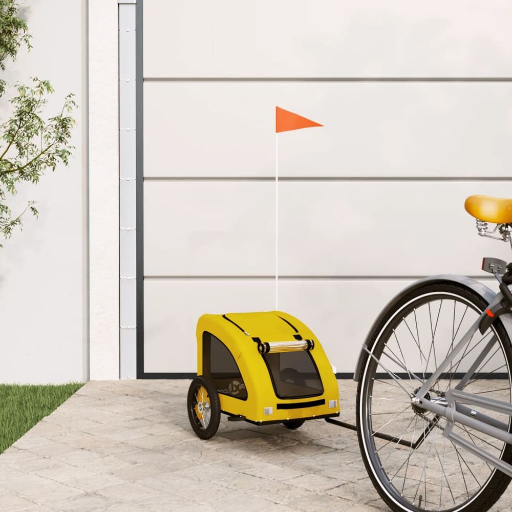 Remorque vélo pour chien 30kg en tissu oxford pour balades et courses jaune