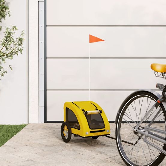 Remorque vélo pour chien 30kg en tissu oxford pour balades et courses jaune