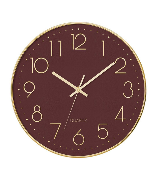 Pendule murale silencieuse contour or d 30 cm