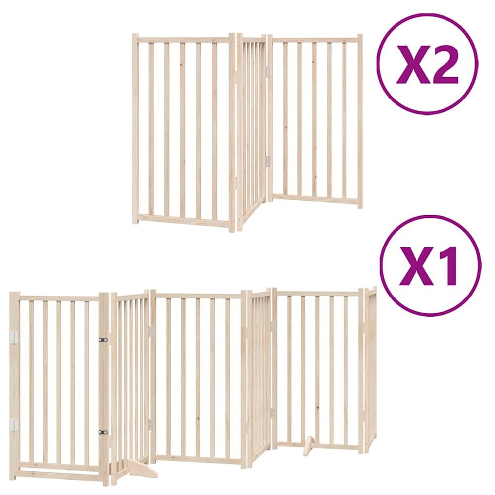 Barrière pour chien porte pliable 12 panneaux bois de peuplier
