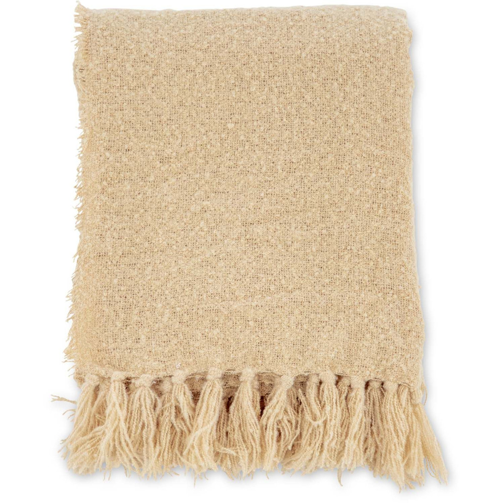 Jeté de canapé en polyester avec pampilles stanly 170 x 130 cm sable