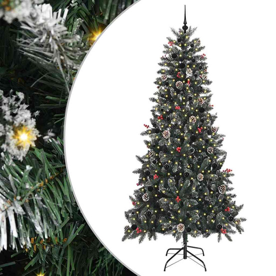 Sapin de noël artificiel vert 240 cm pvc, plastique et acier