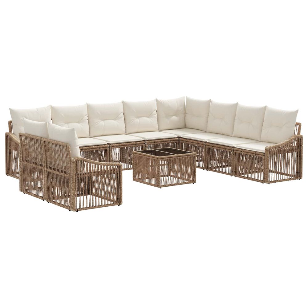 Ensemble de canapé de jardin 11 pc beige polyrotin