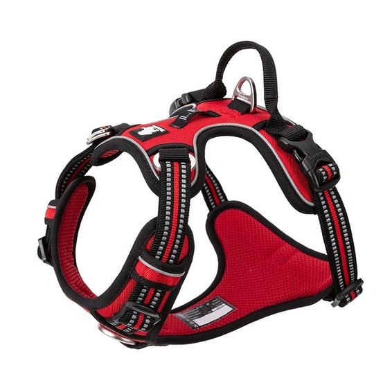 Harnais chien country plus + dressage anti traction & promenade - réfléchissant - L : 65 - 80 cm - Rouge
