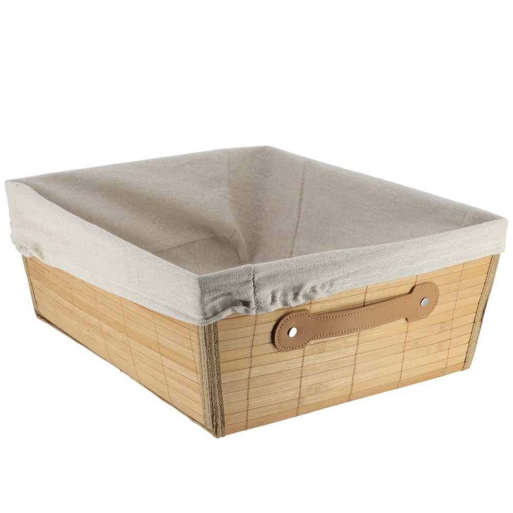 Paniere dressing bambou l40 x p32,5 x h15 cm - bambou/tissu lin