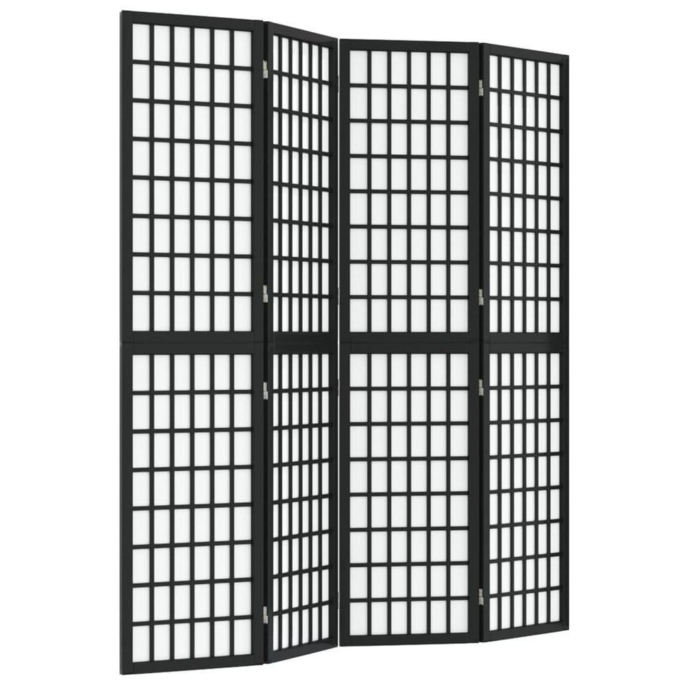 Cloison de séparation pliable 4 panneaux 160x170 cm noir