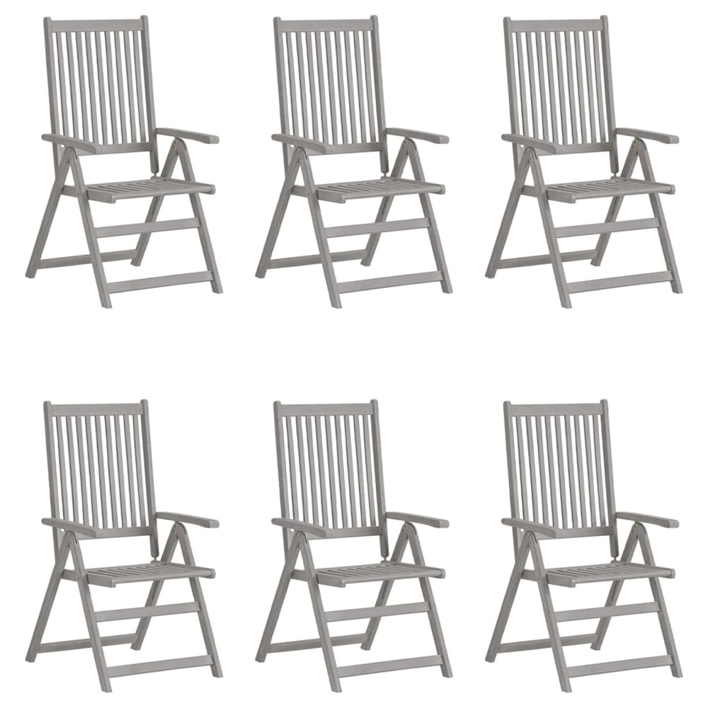 Chaises inclinables de jardin lot de 6 gris bois solide acacia