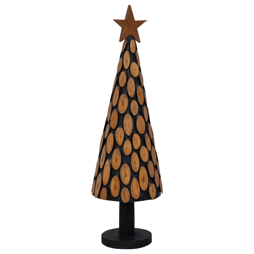 Sapin de noël avec support marron 150 cm bois de teck solide