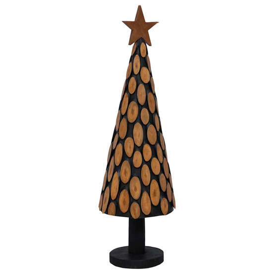 Sapin de noël avec support marron 150 cm bois de teck solide
