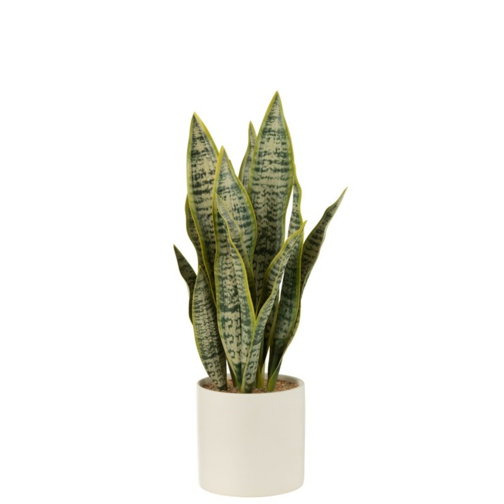 Pot de sansevieria artificiel en plastique vert 8x8x28 cm