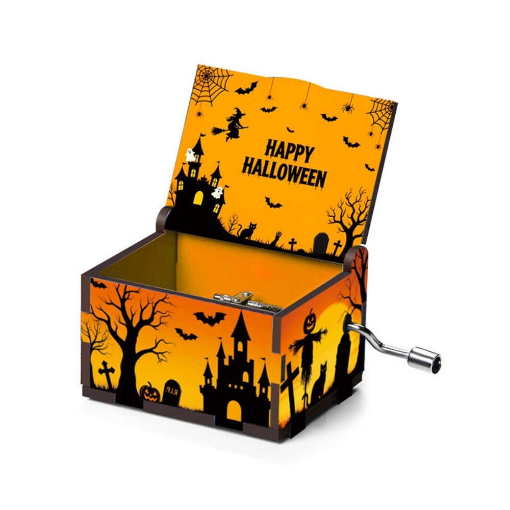 Boîte musicale à manivelle de la collection halloween silhouette d'halloween