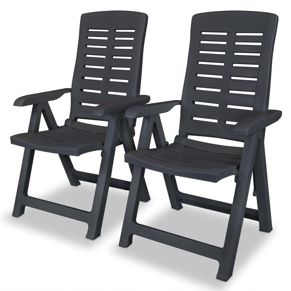 Chaises inclinables de jardin lot de 2 plastique anthracite