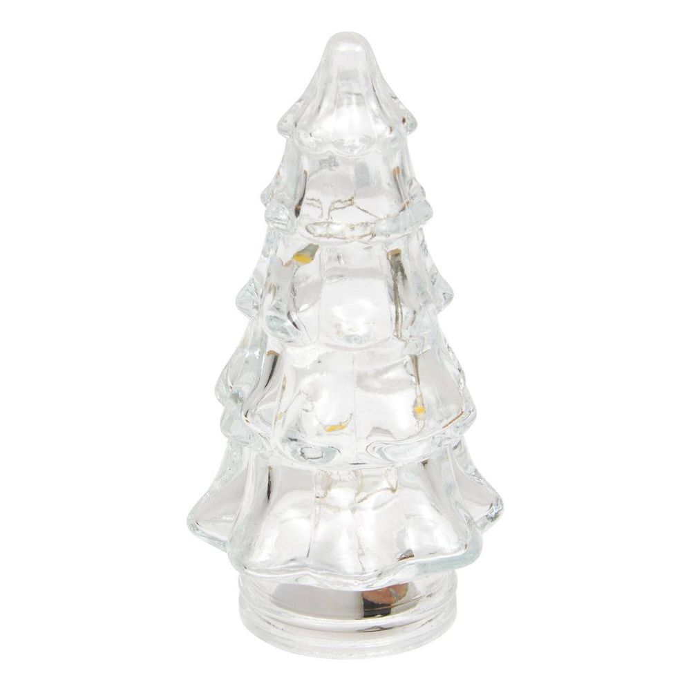 Sapin de noël lumineux en verre 5 led blanc chaud h. 11 cm à piles