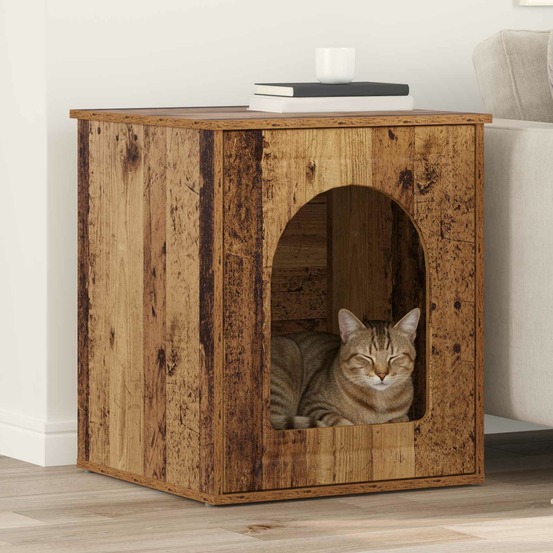 Maison pour chat bois ancien 53 x 52 x 62 cm bois d'ingénierie