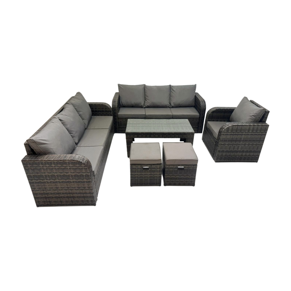 Ensembles de meubles de jardin 9 places ensemble de canapés en rotin avec table basse chaise inclinable 2 petits tabourets