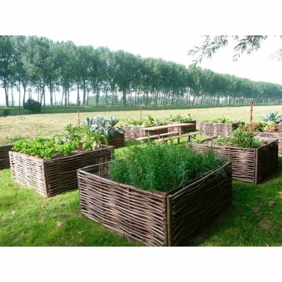 Potager carré en noisetier - 100% naturel - 150 x 150 x 60 cm