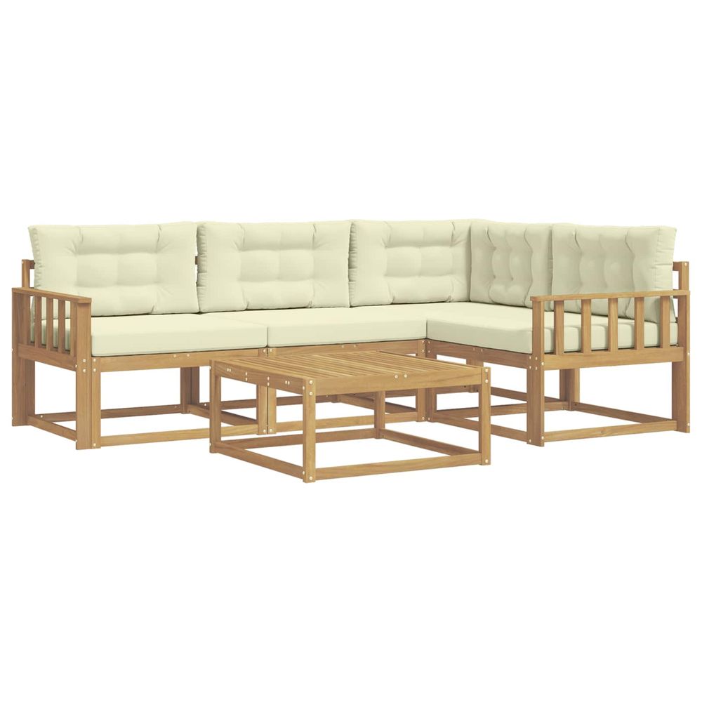 Ensemble de canapés d'extérieur 5 pc blanc et crème polyester