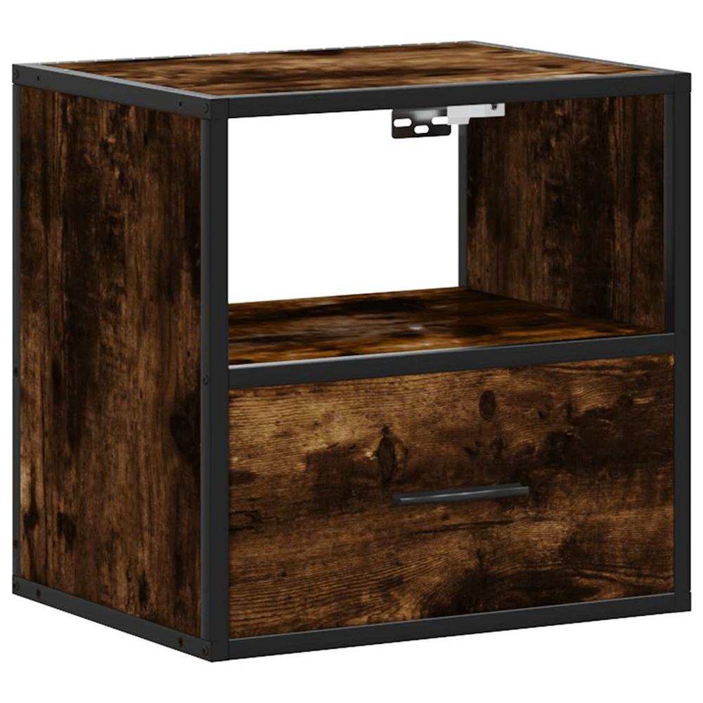 Table de chevet murale chêne fumé 40x31x39,5 cm