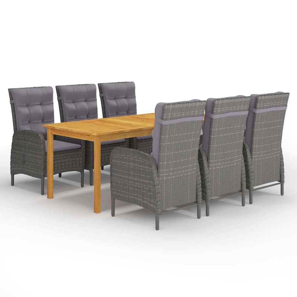Ensemble à manger de jardin 7 pcs gris