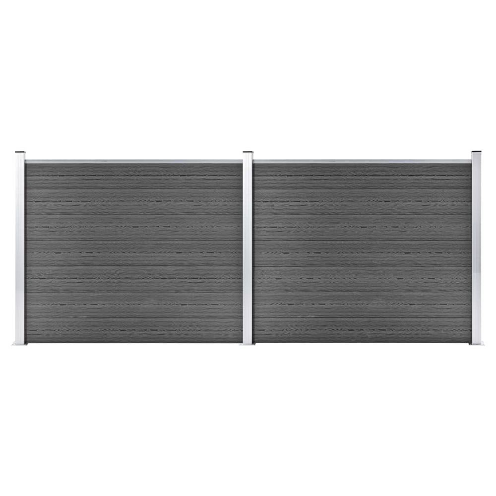 Ensemble de panneau de clôture wpc 353x146 cm noir