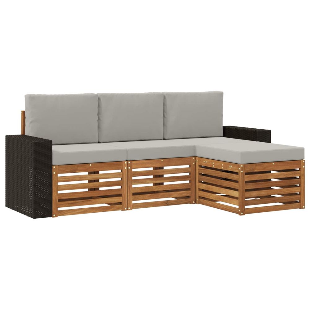 Ensemble de canapés d'extérieur 4 pc naturel et gris clair