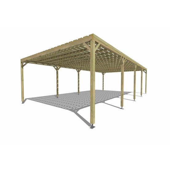 Pergola bois • 10m x 5m • indépendante • sens profondeur • platelage bois • livraison comprise