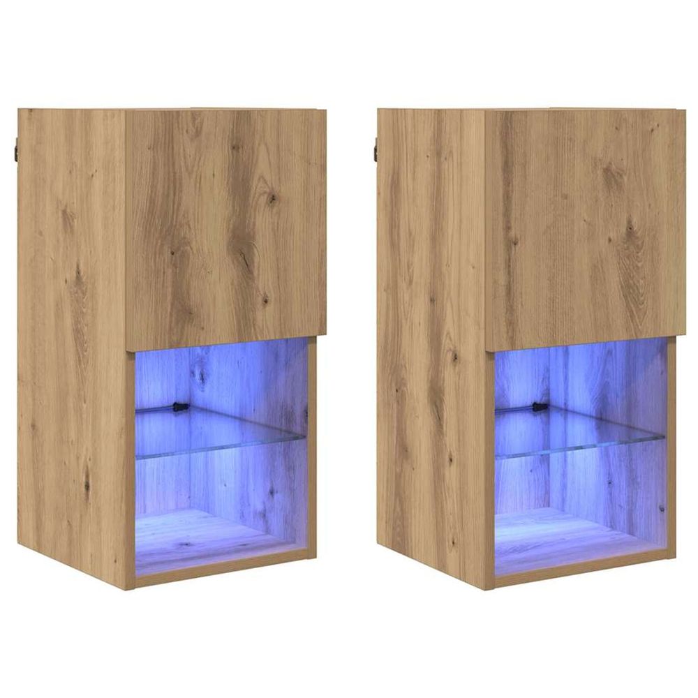 Meubles tv muraux 2 pc chêne artisanal bois d'ingénierie