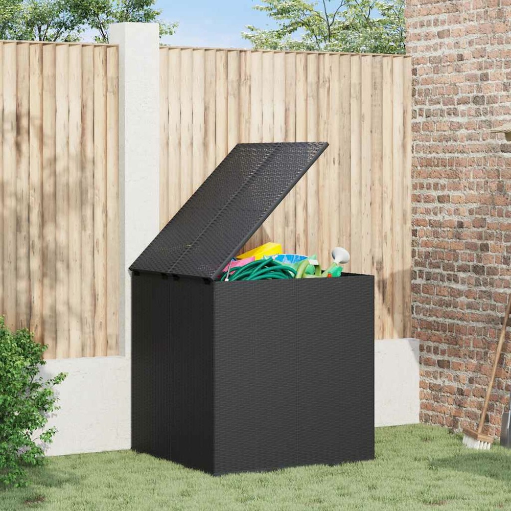 Boîte à coussins de jardin résine tressée 100x97,5x104 cm noir