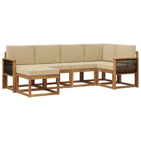 Ensemble de canapés d'extérieur 6 pc naturel et beige