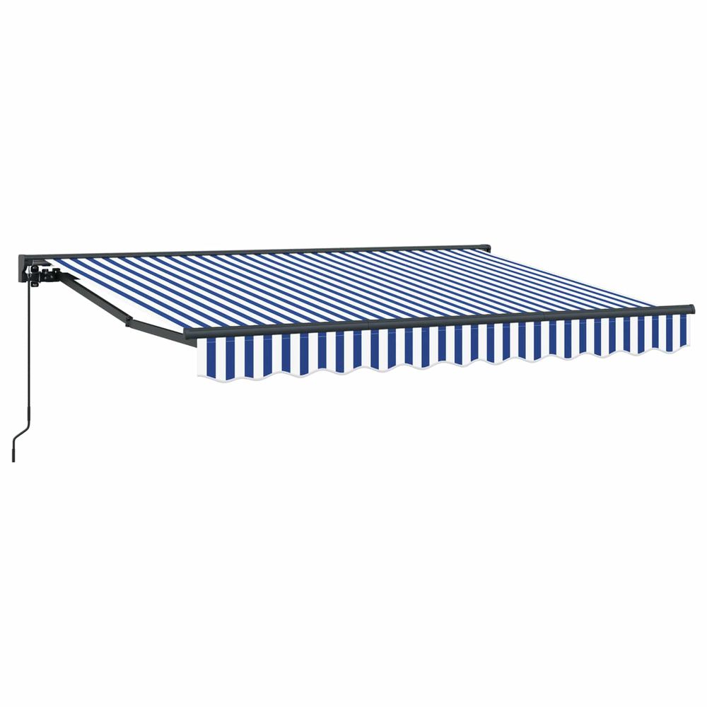 Auvent rétractable manuel bleu et blanc 3,5 x 2 m