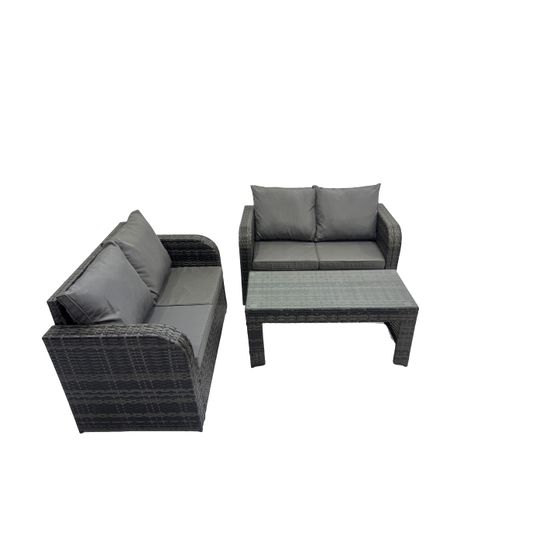 Ensemble de meubles de jardin en polyrotin avec table basse rectangulaire