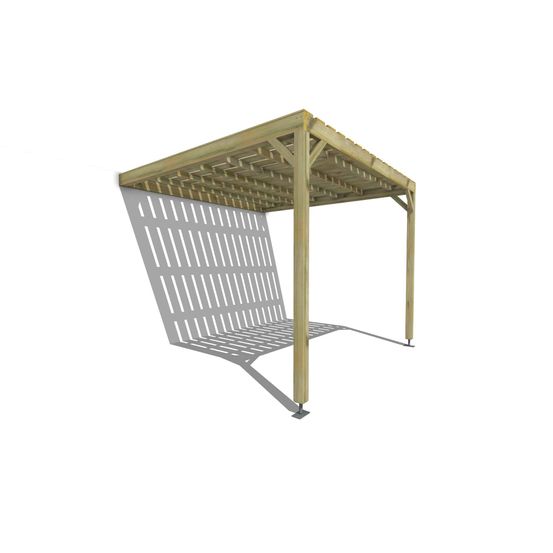 Pergola bois • 3m x 3m • adossée • sens largeur • platelage bois • livraison comprise