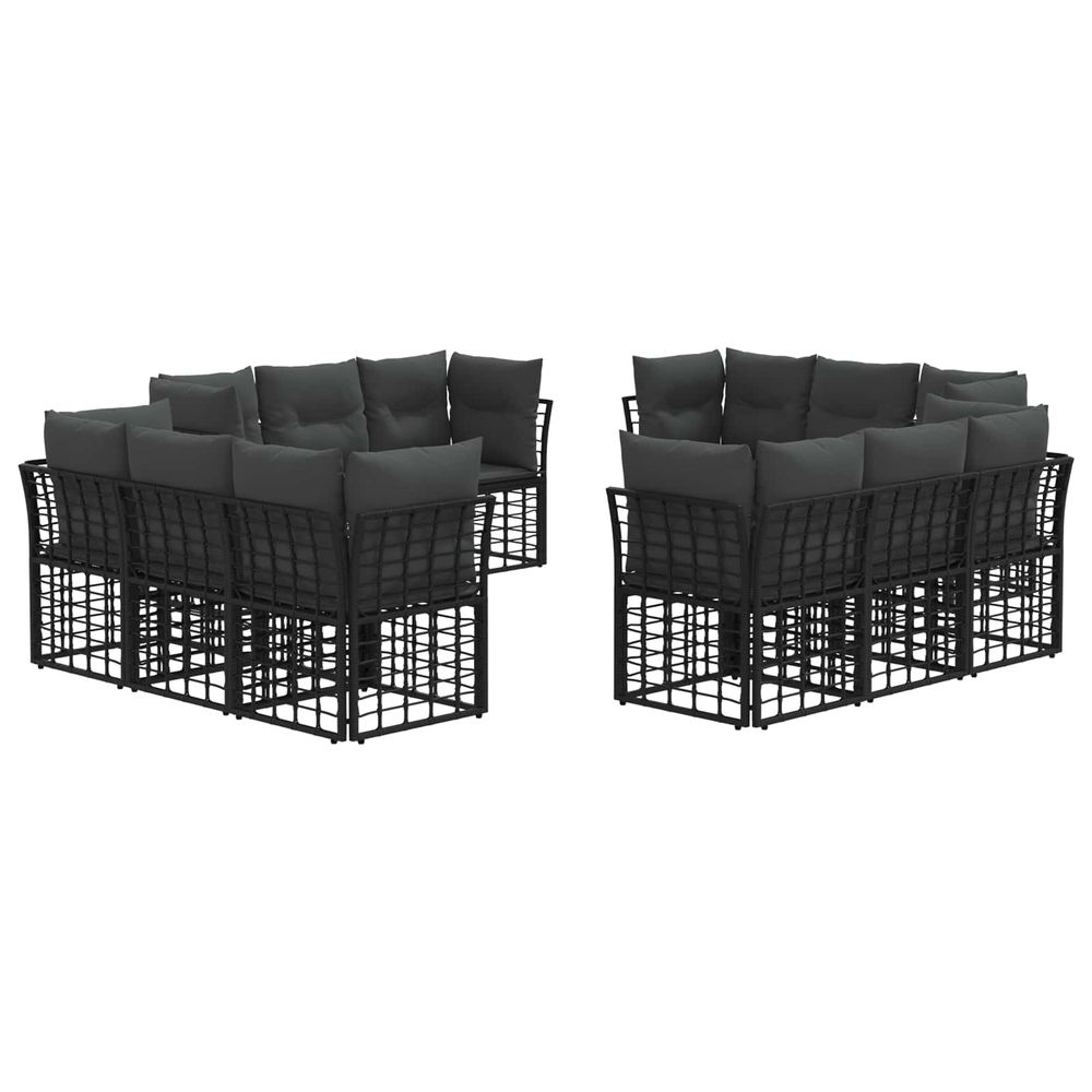 Ensemble de canapés d'extérieur noir polyester