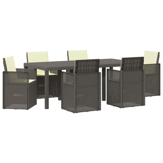 Ensemble de salle à manger pour jardin avec coussin 7 pcs pp