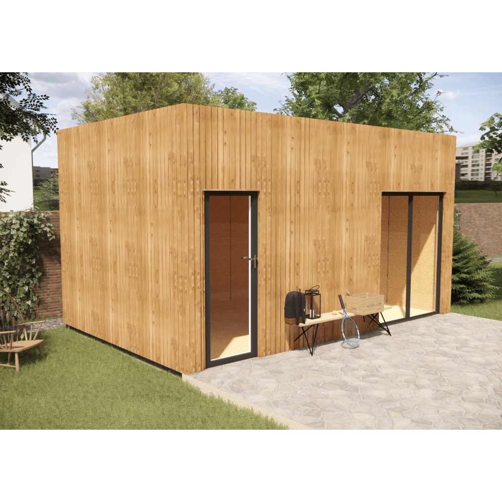 Studio de jardin re2020 en bois 5,5 x 3,5 x 3,2 m / isolation re2020 / menuiseries alu k-line