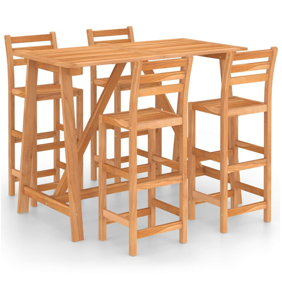 Ensemble de bar d'extérieur 5 pcs bois d'acacia massif