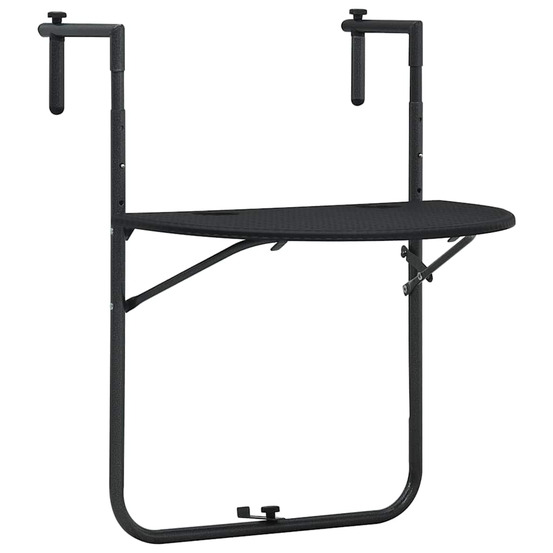 vidaXL Table de balcon Noir 60x64x83,5 cm