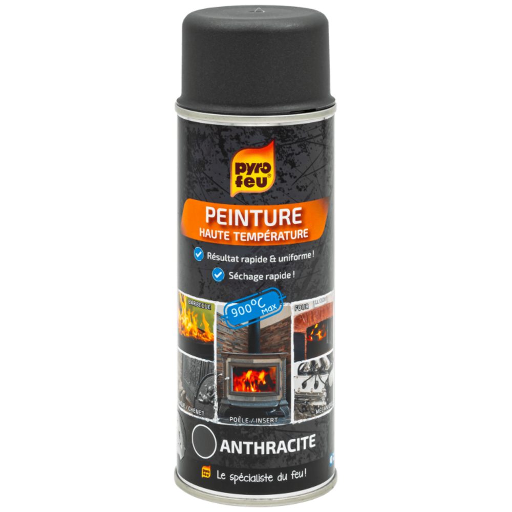 Pyrofeu peinture thermique 900° anthracite aérosol 400 ml