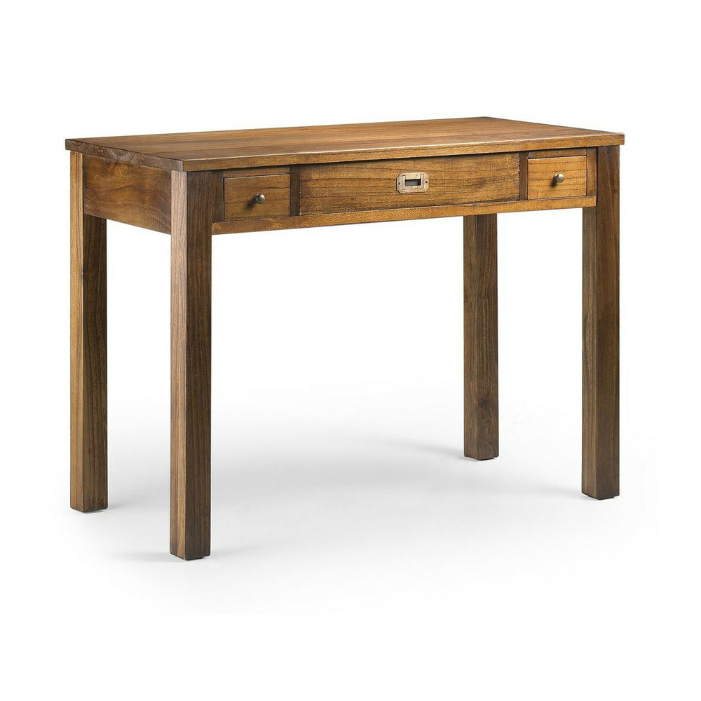 Bureau 3 tiroirs bronze bois marron - onéline décoration d'autrefois