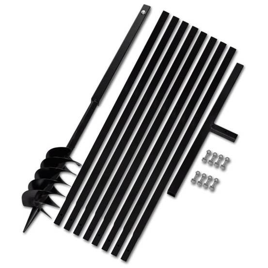 Tarière de sol avec manche 120 mm et tube d'extension 9 m acier