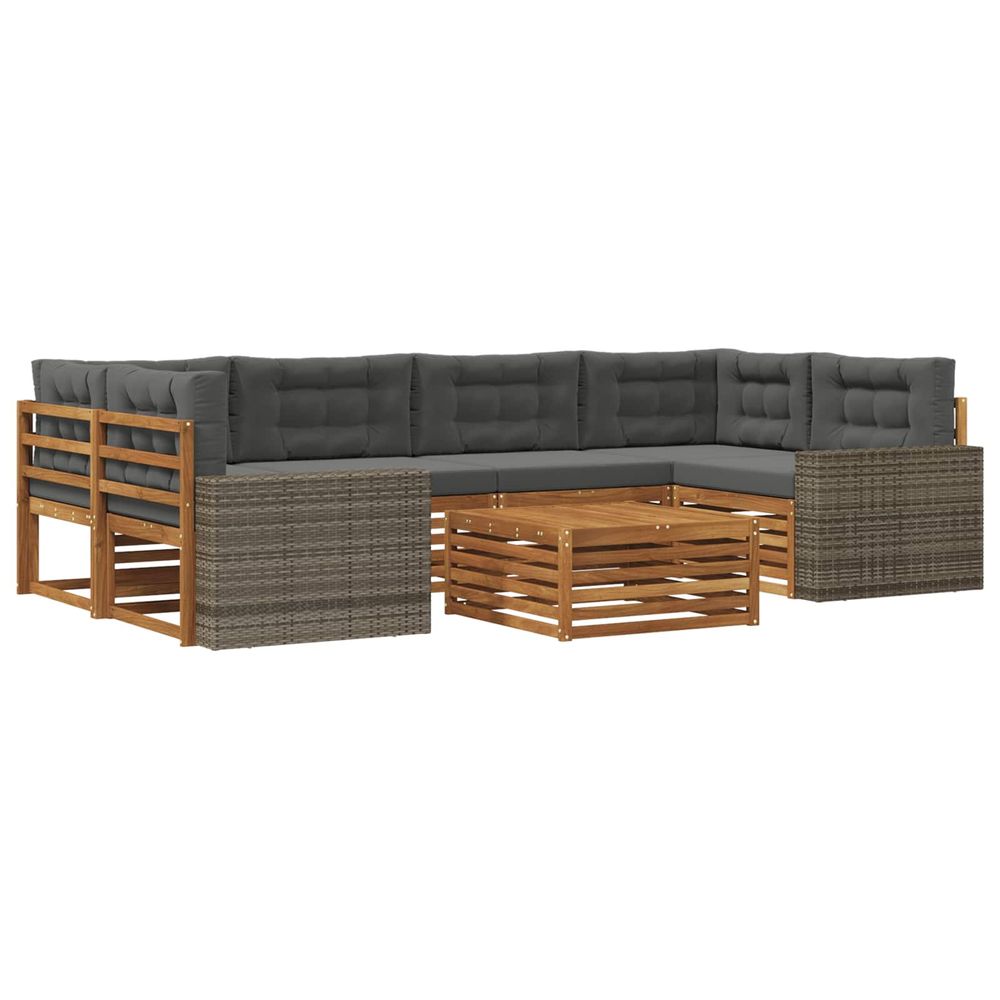 Ensemble de canapés d'extérieur 7 pc naturel et anthracite