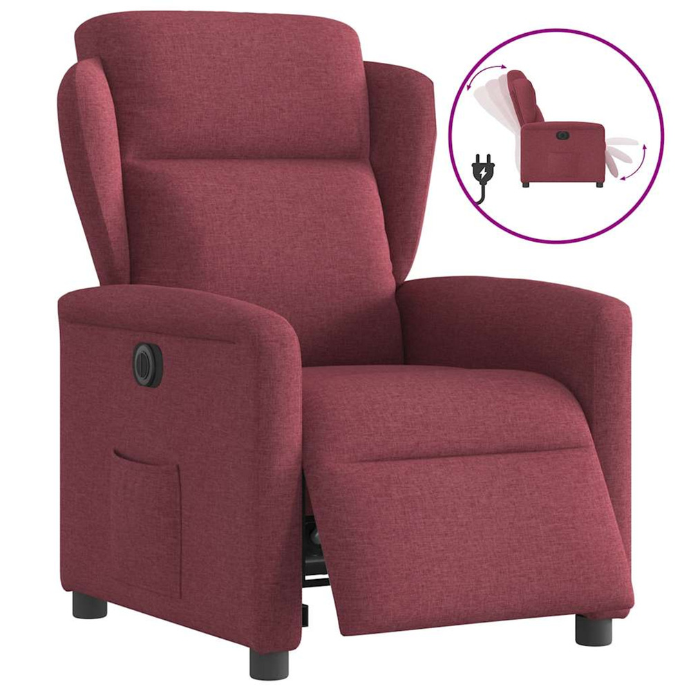 Fauteuil inclinable électrique rouge bordeaux tissu