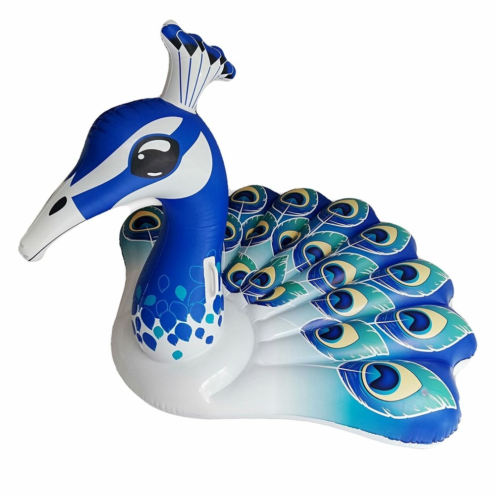 Bouée gonflable paon - l. 150 cm - bleu