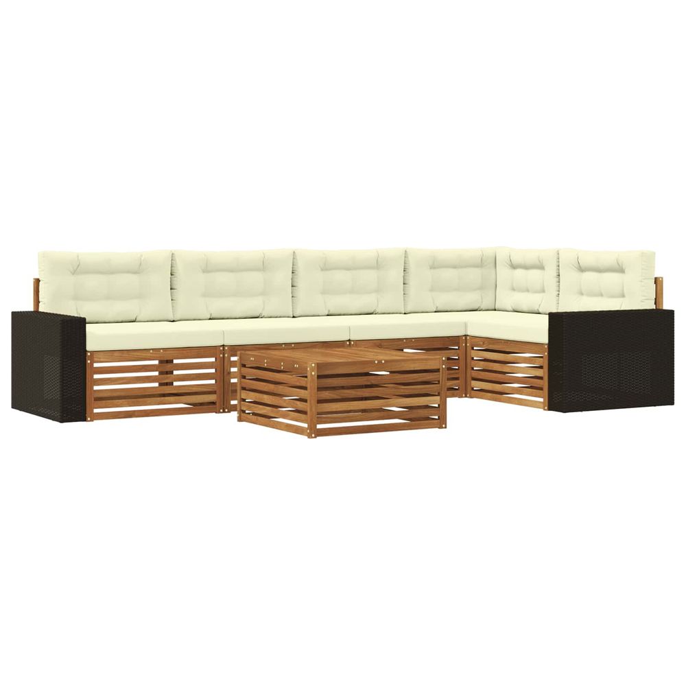 Ensemble de canapés d'extérieur 6 pc naturel et crème polyester