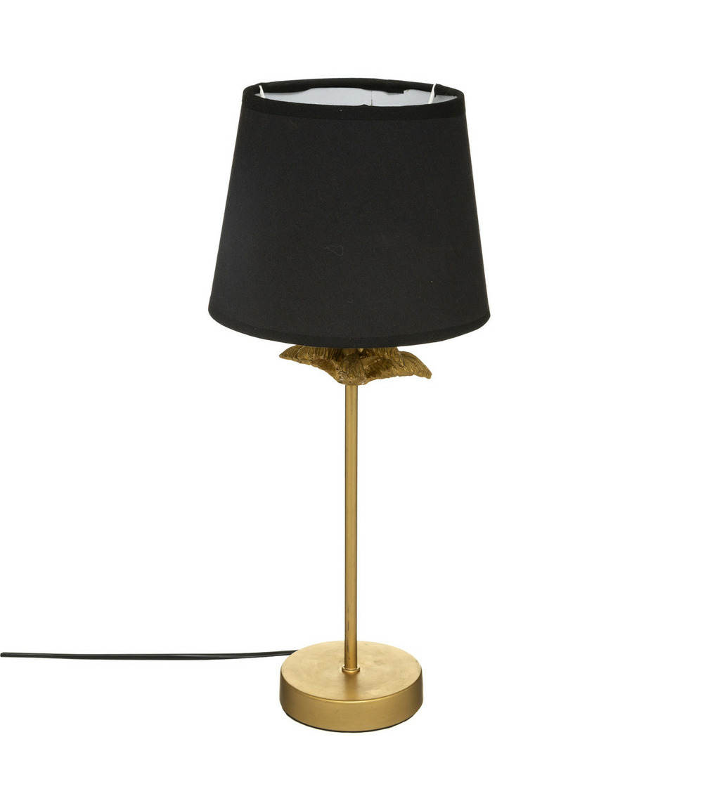 Lampe à poser en métal doré et abat-jour noir h 45. 5 cm