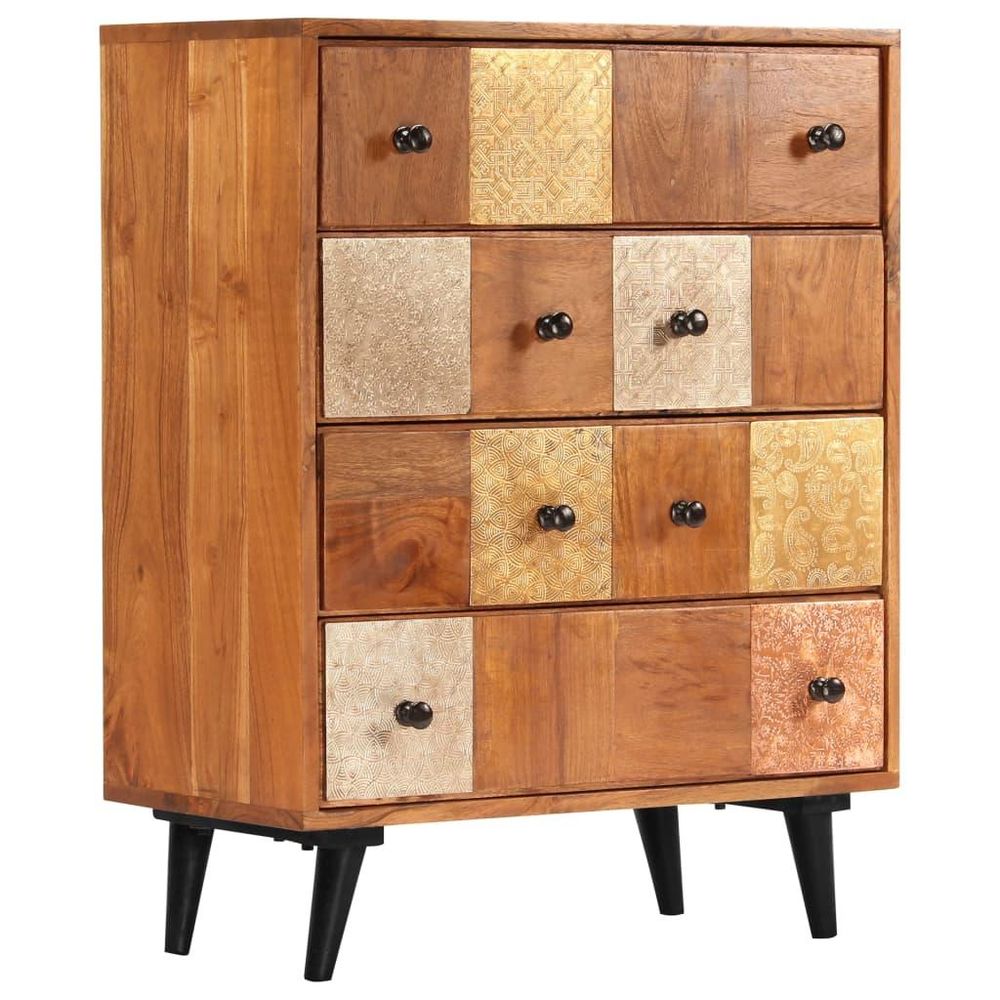 Buffet bahut armoire console meuble de rangement à tiroirs 75 cm bois d'acacia massif
